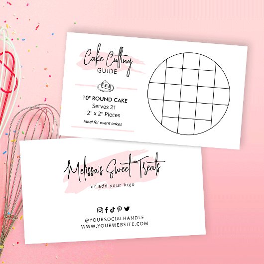 Ronde 10"Cake scherpe Diagram 2x2 porties Gids Informatiekaartje
