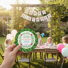 Ronde aangepaste foto- en bladverjaardagsuitnodigi