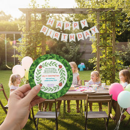 Ronde aangepaste foto- en bladverjaardagsuitnodigi feestdagenkaart