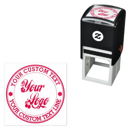 Ronde aangepaste Jouw tekst met Logo Zelfinktende Stempel (In situ)