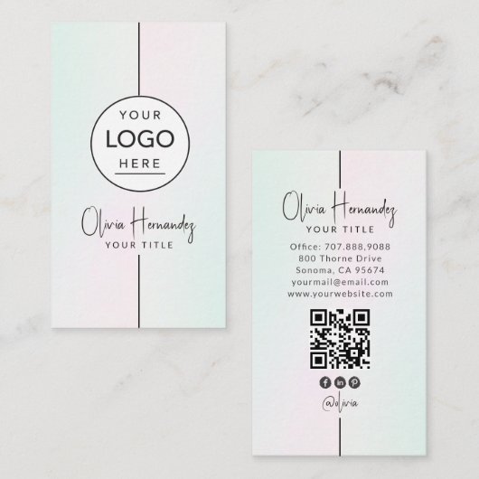 Ronde aangepaste logo QR-code sociale media verloo Visitekaartje (Voorkant / Achterkant)