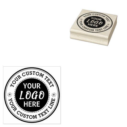 Ronde aangepaste tekst met logo  rubberstempel (Gestempeld)