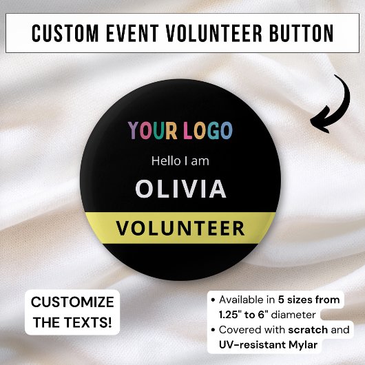 Ronde aangepaste vrijwilligersactiviteit badge naa button 5,7 cm