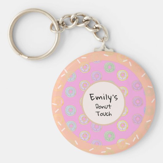 Ronde aanraking met roze Sleutelhanger (Voorkant)