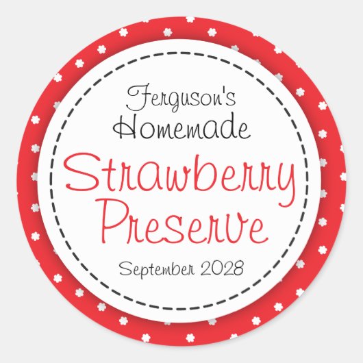 Ronde aardbeienconserveren of jam potje voedseleti ronde sticker (Voorkant)