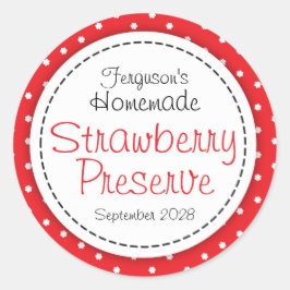 Ronde aardbeienconserveren of jam potje voedseleti sticker