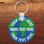 Ronde aarde sleutelhangers met aangepaste tekst (Voorkant)