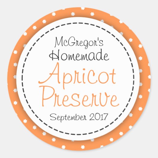 Ronde abrikoos conserveren jam sinaasappel voedsel ronde sticker (Voorkant)