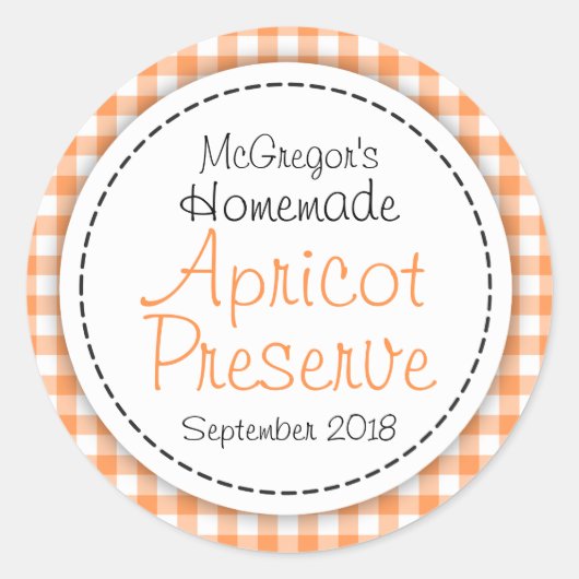 Ronde abrikoos conserveren jam sinaasappel voedsel sticker (Voorkant)