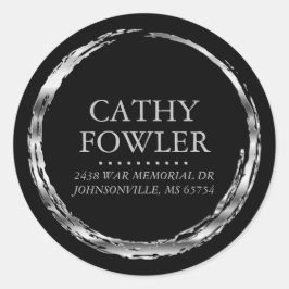 Ronde Adres Grungy Silver en Zwarte Etiketten