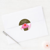 RONDE Adresetiketten Cherry Cupcake Brown/Pink Ronde Sticker (Envelop)