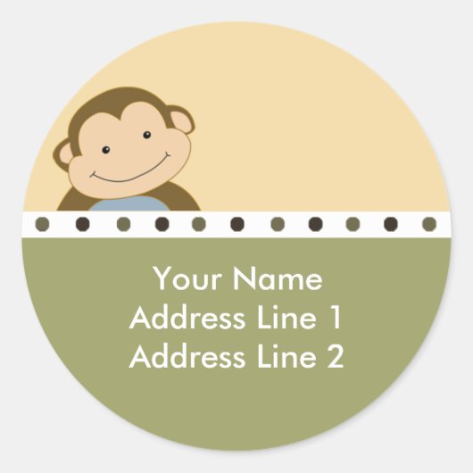 Ronde Adresetiketten | envelop afdichtingen Aap Sticker (Voorkant)