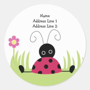 RONDE ADRESETIKETTEN Kleine lieveheersbeestje Sticker