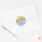 Ronde Adresetiketten - Oerwoud Safari Blauw / Groe Ronde Sticker (Envelop)