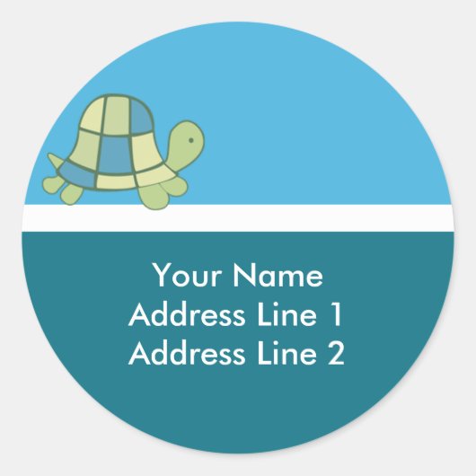 Ronde Adresetiketten Turtle Bay Blauw Sticker (Voorkant)