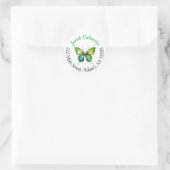 Ronde adresetiketten vlinder sticker (Tas)