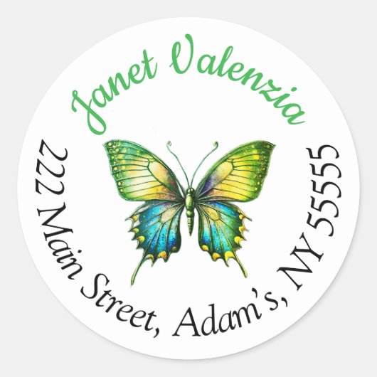 Ronde adresetiketten vlinder sticker (Voorkant)