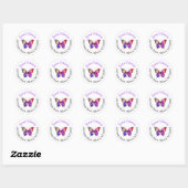 Ronde adreslabels vlinder sticker (Vel)
