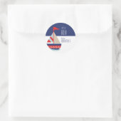 Ronde adreslabels - Zeilende zeilboot blauw Sticker (Tas)