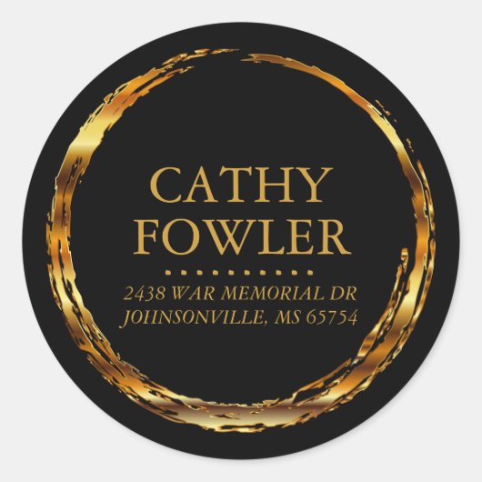 Ronde adressen Grungy Gold- en zwarte labels (Voorkant)