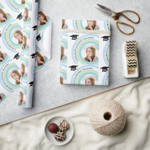 Ronde Afstuderen met fotopastels Cadeaupapier