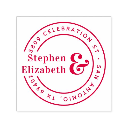 Ronde Ampersand Bruiloft Retouradres Zelfinktende Stempel (Design)