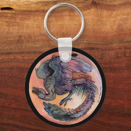 Ronde Archaeopteryx Sleutelhanger (Achterkant)