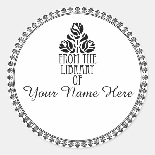 Ronde Art Deco Stijl Boekplaat Ronde Sticker (Voorkant)