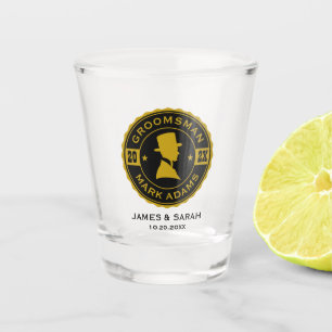  ronde badge Elegante Gentleman Groomsmen Shot Glas
