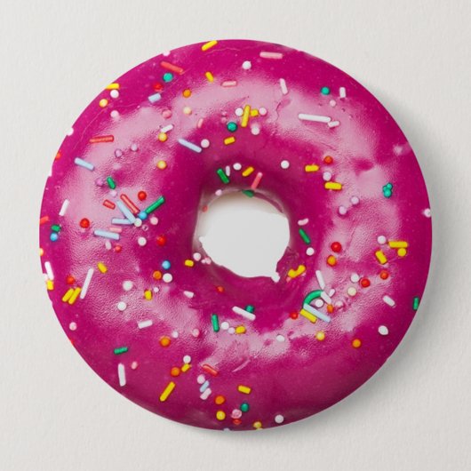 Ronde Badge - Fel Roze Donut Button 4,0 Cm (Voorkant)