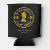Ronde Badge Gentleman in Pet Groomsmen Blikjeskoeler (Voorkant)