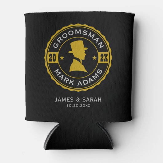  Ronde Badge Gentleman in Pet Groomsmen Blikjeskoeler (Voorkant)