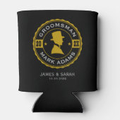 Ronde Badge Gentleman in Pet Groomsmen Blikjeskoeler (Achterkant)