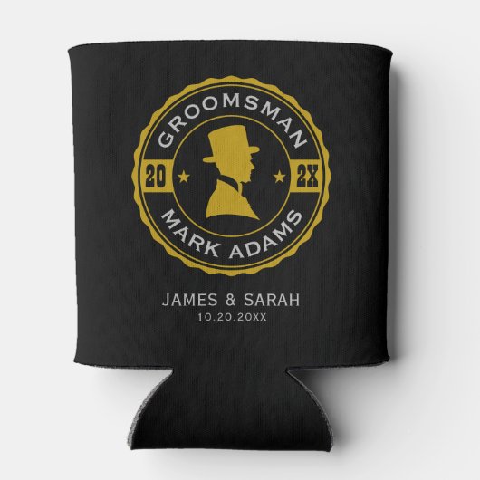  Ronde Badge Gentleman in Pet Groomsmen Blikjeskoeler (Achterkant)