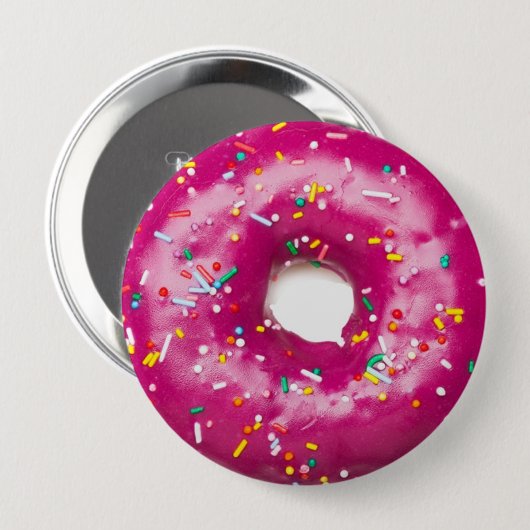 Ronde badge - Helderroze Doughnut Button 4,0 Cm (Voorkant /achterkant)