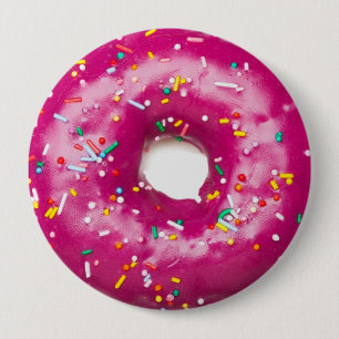 Ronde badge - Helderroze Doughnut Button 4,0 Cm
