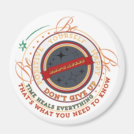Ronde Badge met 'Dad's Rules' Magneet (Voorkant)