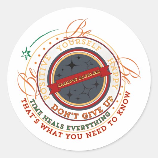 Ronde Badge met 'Dad's Rules' Sticker (Voorkant)