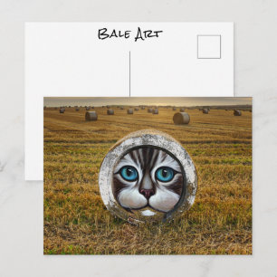 Ronde balen kunst ranchers boeren hooi veld graffi briefkaart