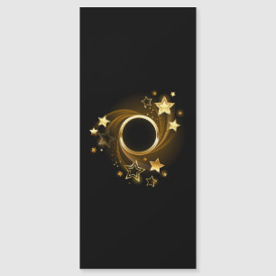 Ronde banner met gouden sterren op zwart magnetische uitnodiging
