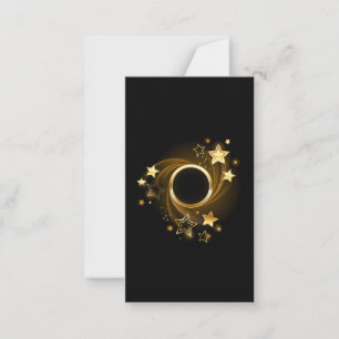 Ronde banner met gouden sterren op zwart notitiekaartje