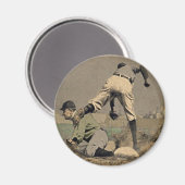 Ronde baseball koelkast magneet in koele retro sti (Voorkant / Achterkant)