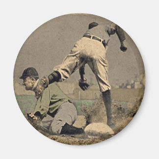 Ronde baseball koelkast magneet in koele retro sti