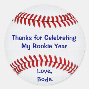 Ronde Baseball-stickers met JOUW TEKST Sticker