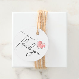 Ronde bedankkaart - Cute Roze Hart Ronde Bedankjes Labels
