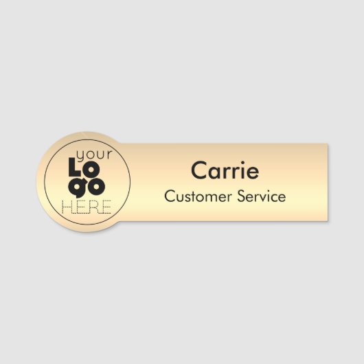 Ronde bedrijfs Logo Metallic Gold Staff Name Tag (Voorkant)