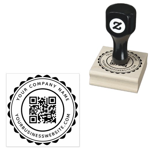 Ronde bedrijfsnaam en URL aangepaste QR-code Rubberstempel (Gestempeld)