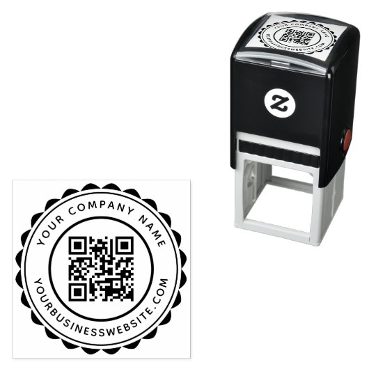 Ronde bedrijfsnaam en URL aangepaste QR-code Zelfinktende Stempel (In situ)