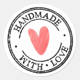 Ronde bedrijfstickers handgemaakt met liefde tekst sticker