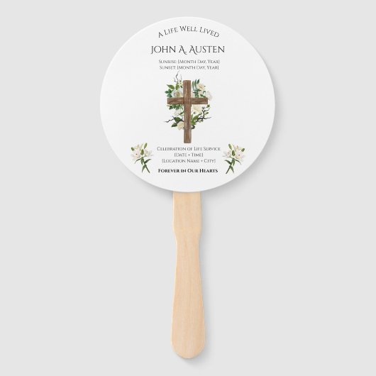 Ronde begrafenisprogramma Fan Custom Memorial Keep Handwaaier (Achterkant)